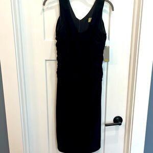 Linea Domani Women’s Size 6 Black Sleeveless‎ Midi Rouched Side Dress Lined